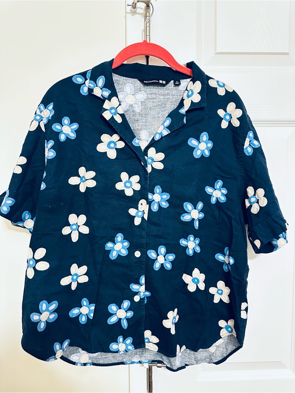 UNIQLO x Marimekko Navy Blue Short-Sleeve Button-Down Shirt